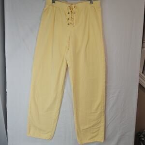 Hard Tail Forever Sz S Yellow Sweatpants Lace Up Waist Lounge Wide Leg Pants